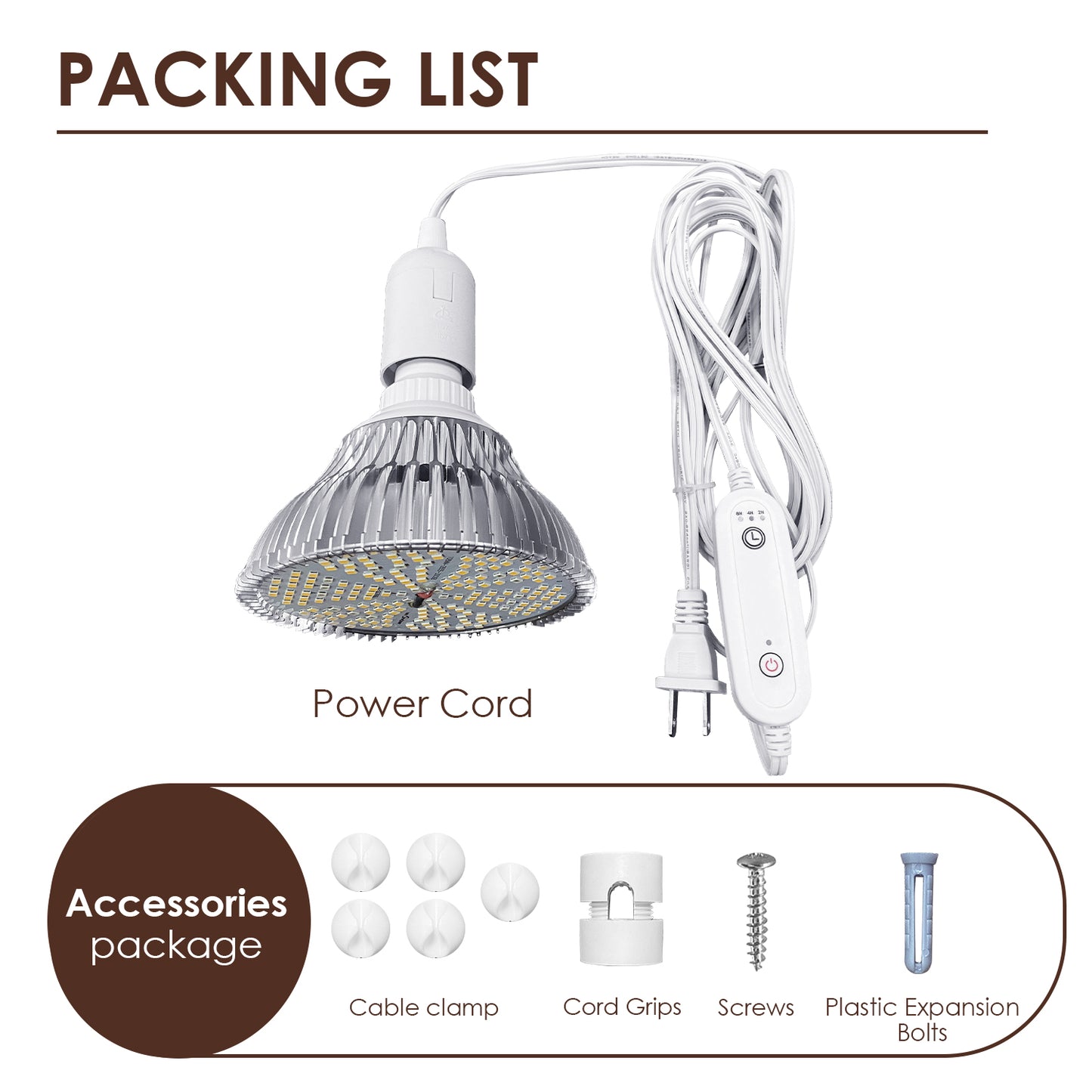 Grow Light Bulbs Full Spectrum, Grow Light for Indoor Plants with 180 LEDs, E26 E27 Socket Included Grow Light Bulb for All Stages of Plant Growth House Garden Greenhouse Hydroponic Veg Flower…